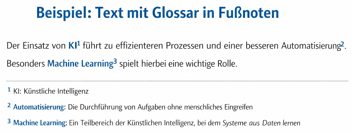Glossar in einer Bachelorarbeit